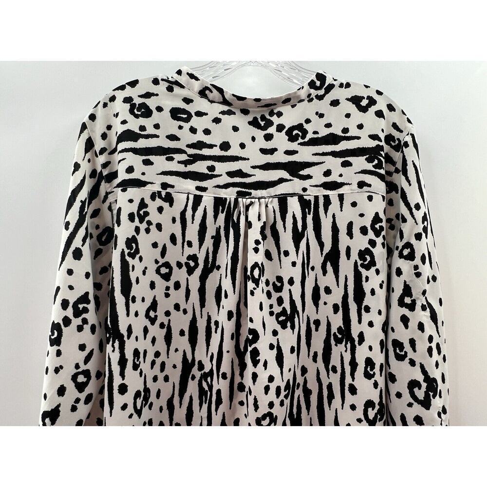 Ali Miles Women’s Roll Tab Sleeve Animal Print Popover Black Beige Size Large - Picture 6 of 7
